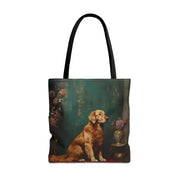 Golden Retriever Floral Art Tote Bag, Eco-Friendly Dog Lover Gift