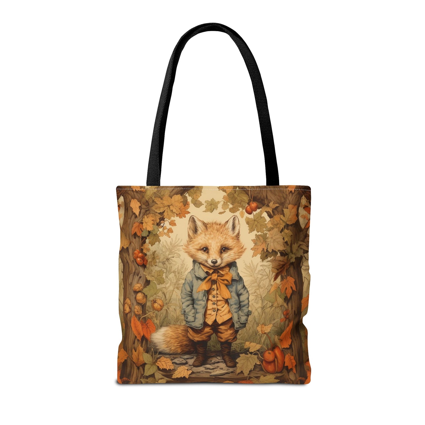 Vintage Autumn Fox Tote Bag - Eco-Friendly Reusable Canvas Bag