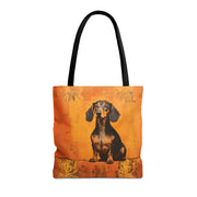 Dachshund Delight Tote Bag, Orange Canvas for Pet Lovers