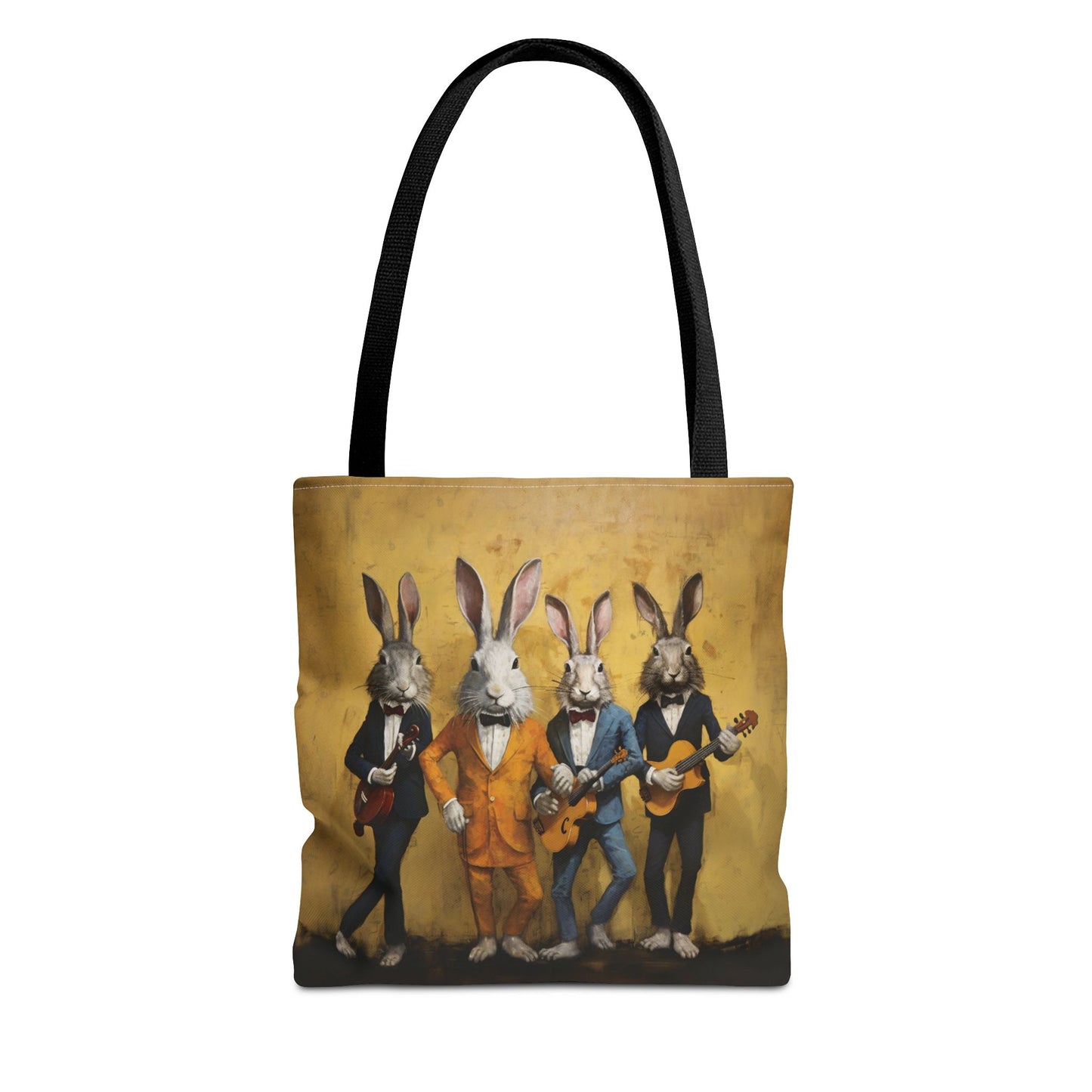 Bunny Band Canvas Tote Bag – Whimsical Art for Music & Nature Lovers