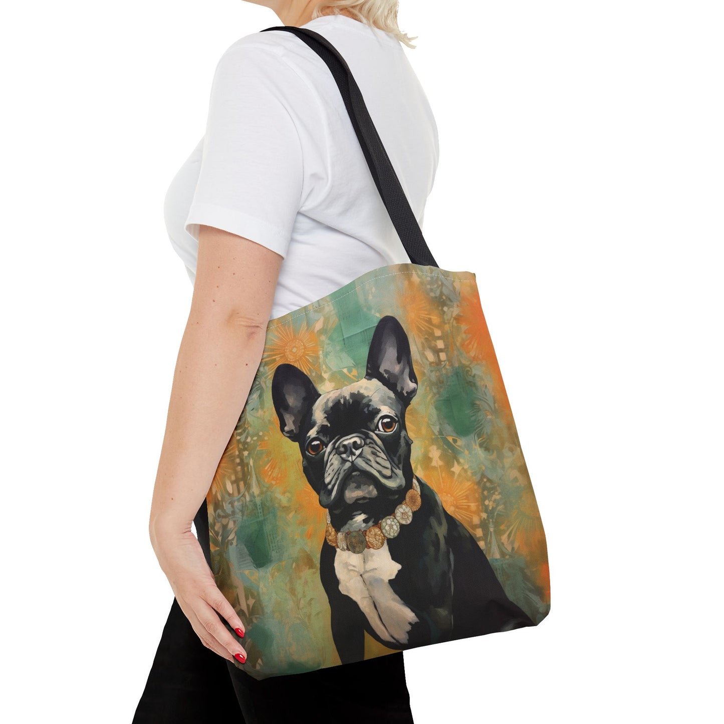 French Bulldog Charm Tote Bag with Vibrant Floral Design