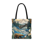 Grizzly in Mountain Wilderness Tote Bag, Eco-Friendly Adventure Gift