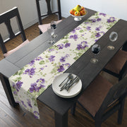 Spring Violet Table Runner | Cream and Purple Floral Décor (72" or 90")