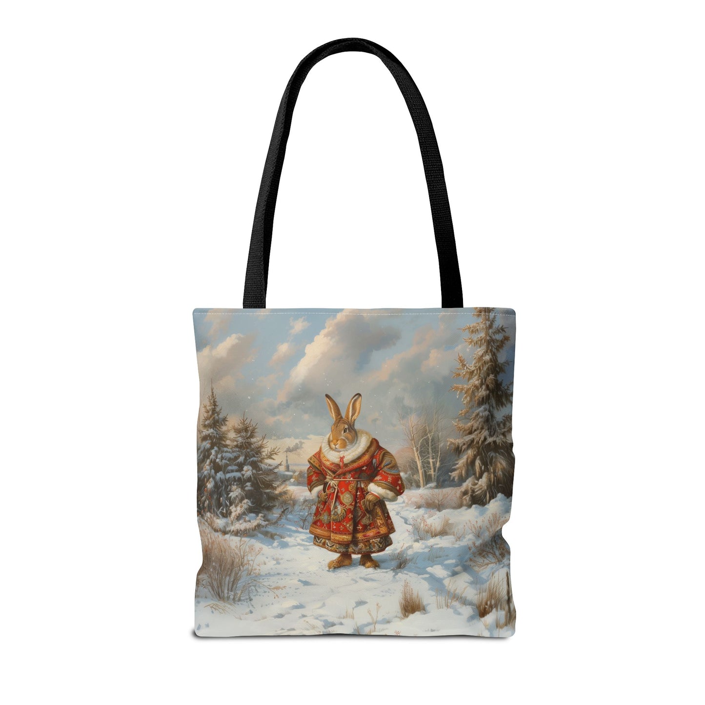 Winter Wonderland Rabbit Tote Bag, Festive Eco-Friendly Shopper