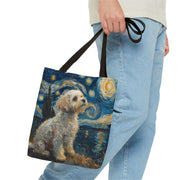 Starry Night Maltese Canvas Tote Bag, Artistic Gift for Dog Lovers