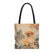 Pekingese Autumn Mountain Canvas Tote Bag, Eco-Friendly Gift for Dog Lovers