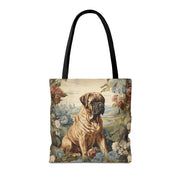 Majestic Mastiff Floral Canvas Tote Bag, Eco-Friendly Dog Lover Gift