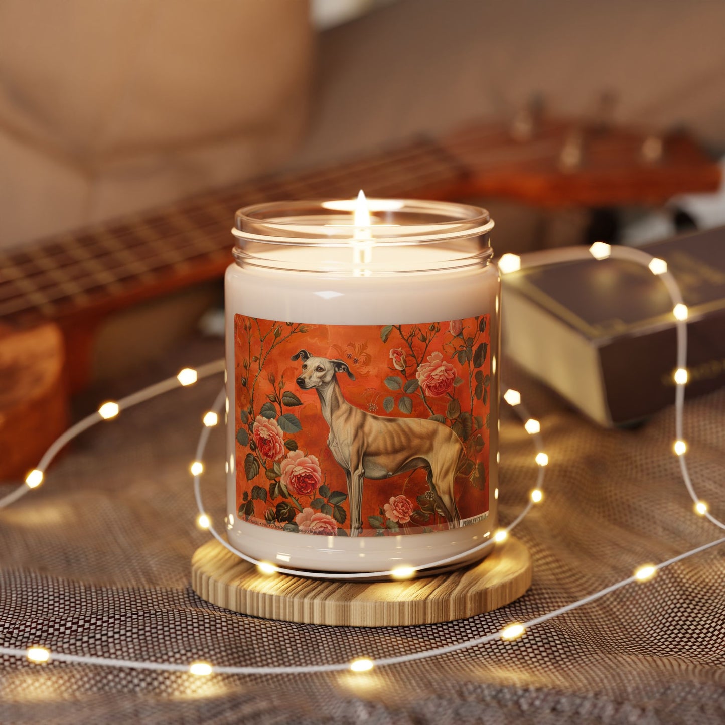 Refined Whippet Candle – Vintage Floral Art Memorial Gift