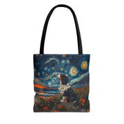 Starry Cavalier Tote Bag, Van Gogh Inspired Eco-Friendly Dog Lover Gift