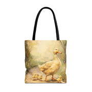 Charming Yellow Ducklings Canvas Tote Bag, Eco-Friendly Market Companion