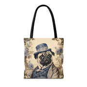 Regal Pug Canvas Tote Bag, Artistic Dog Lover's Gift, Eco-Friendly