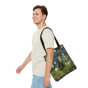 Whimsical Frog Meadow Canvas Tote Bag, Eco-Friendly and Artistic