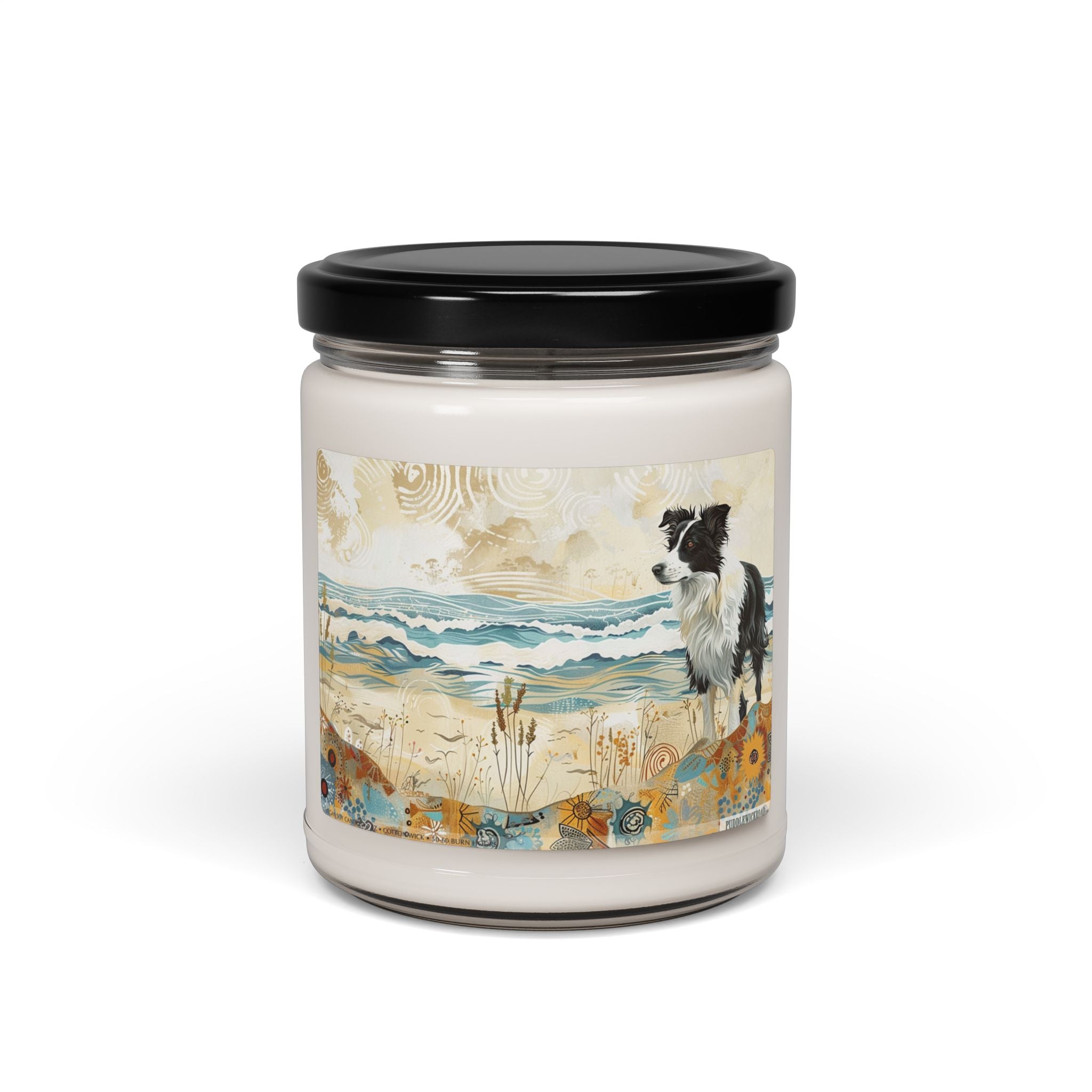 Seaside Border Collie Candle – Coastal Dog Lover Gift