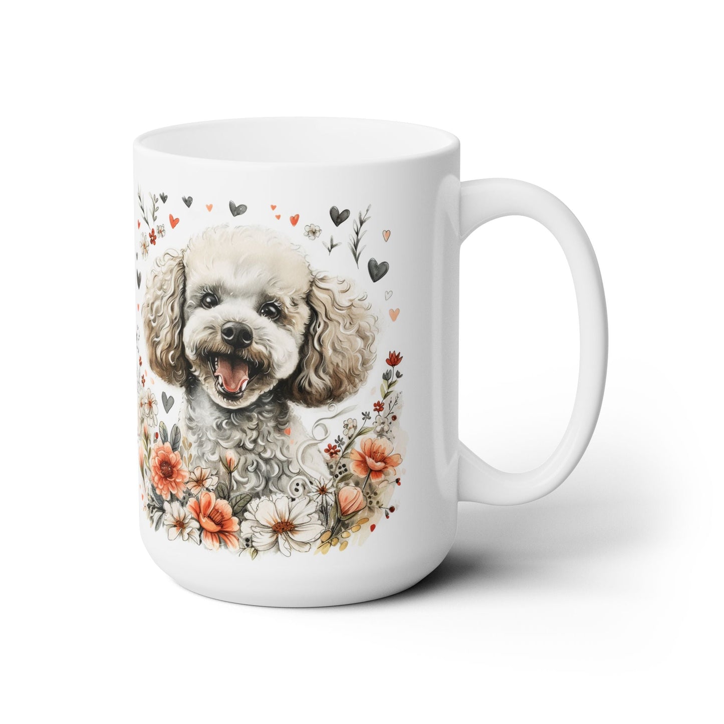 Adorable Poodle Lover’s Floral Coffee Mug – Perfect Gift for Dog Moms