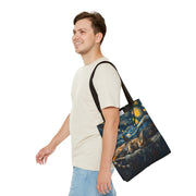 Starry Night Cat Tote Bag - Van Gogh-Inspired Canvas Design