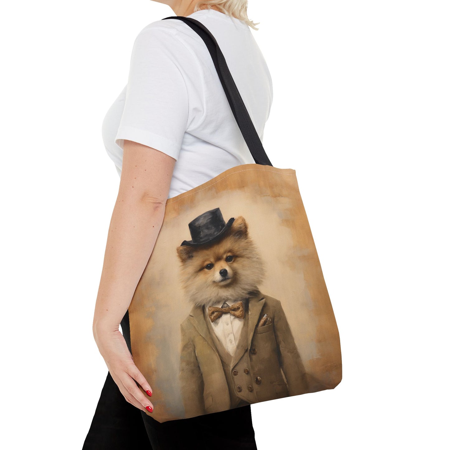 Sophisticated Pomeranian Tote Bag, Canvas Market Tote for Dog Lovers