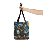 Starry Night Chihuahua Art Tote Bag, Eco-Friendly Canvas for Dog Lovers