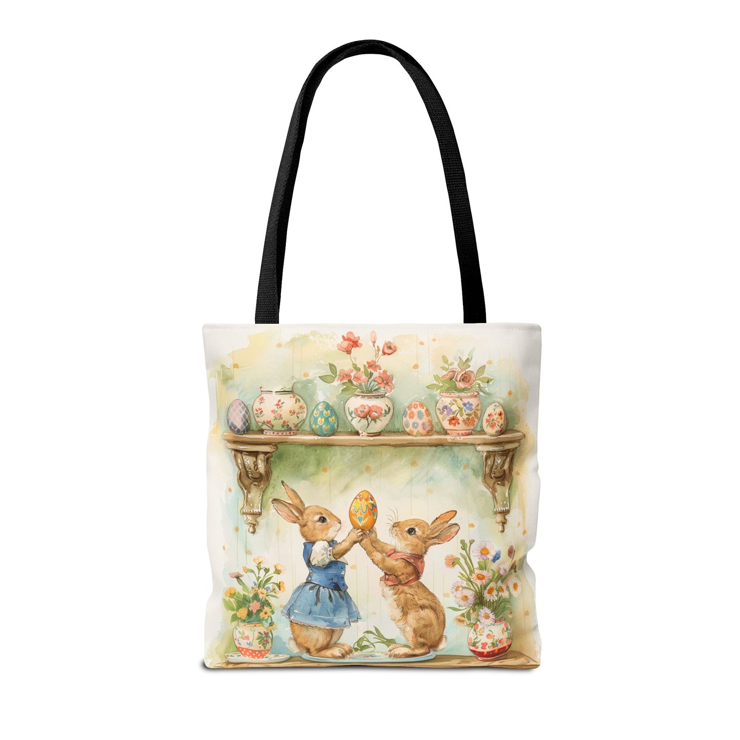 Whimsical Easter Bunny Tote Bag, Perfect for Spring and Market Days