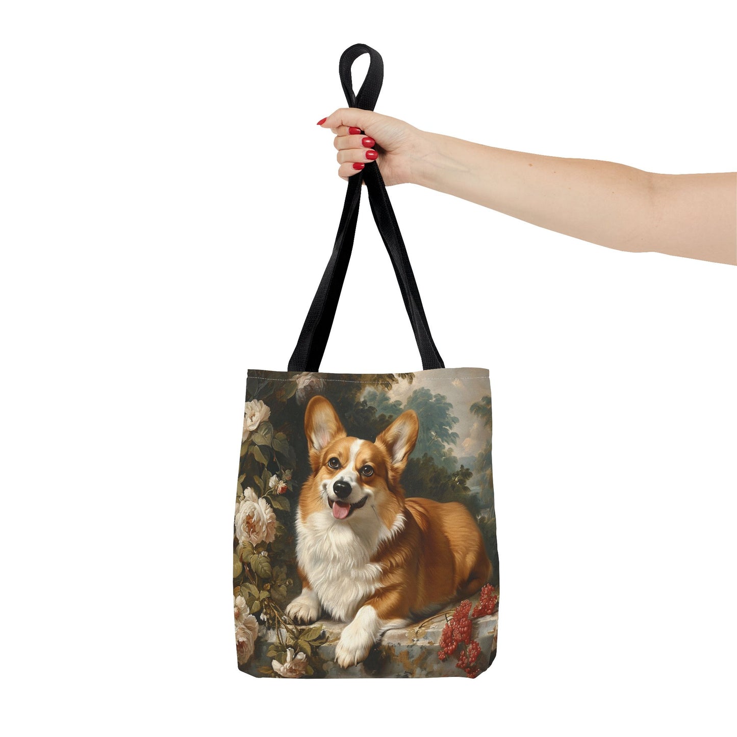 Majestic Corgi Floral Art Tote Bag – Eco-Friendly and Stylish