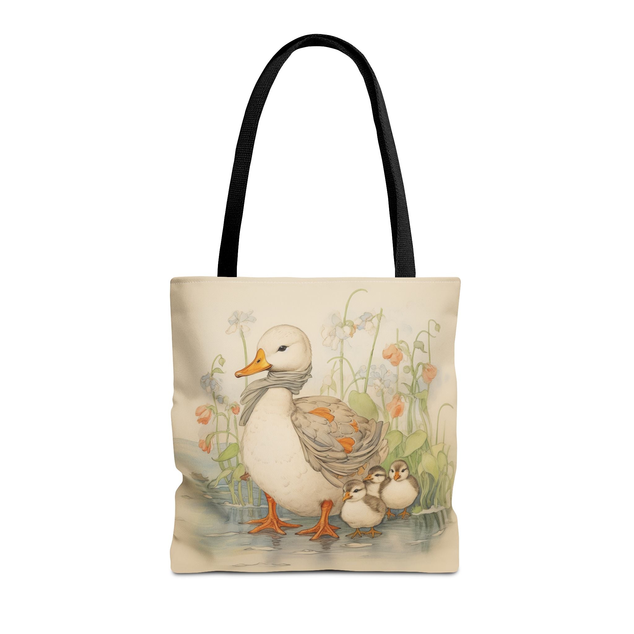 Whimsical Duck Family Canvas Tote Bag – Eco-Friendly and Stylish