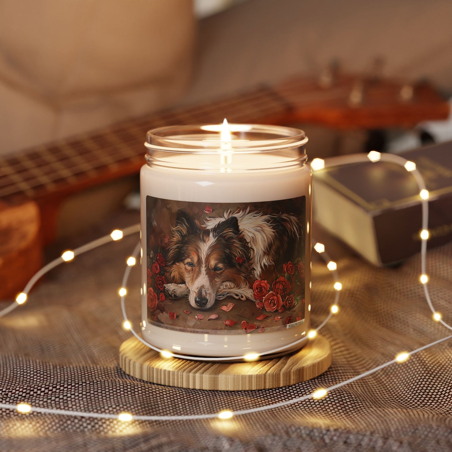 Cozy Collie Rose Candle – Rustic Pet Lover Gift