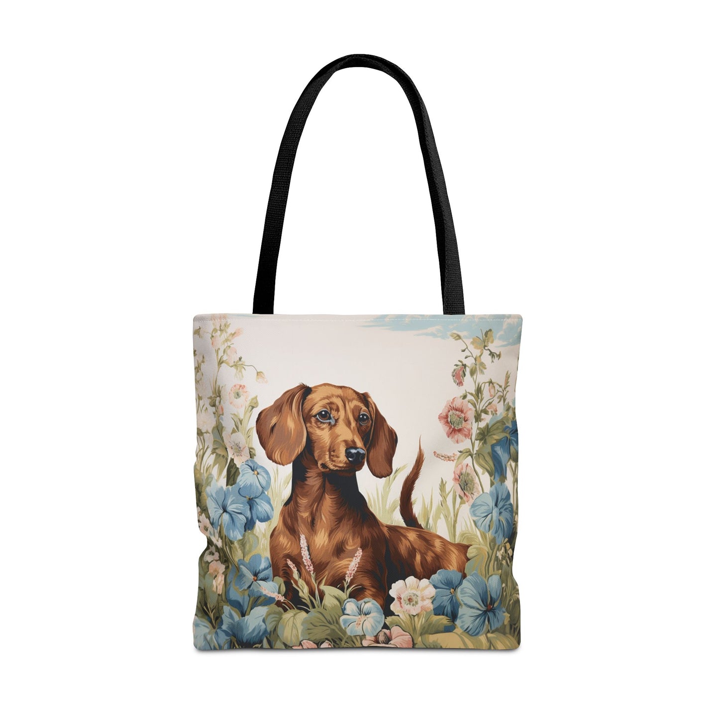 Dachshund Floral Tote Bag, Artistic Dog Lover Gift for Everyday Use