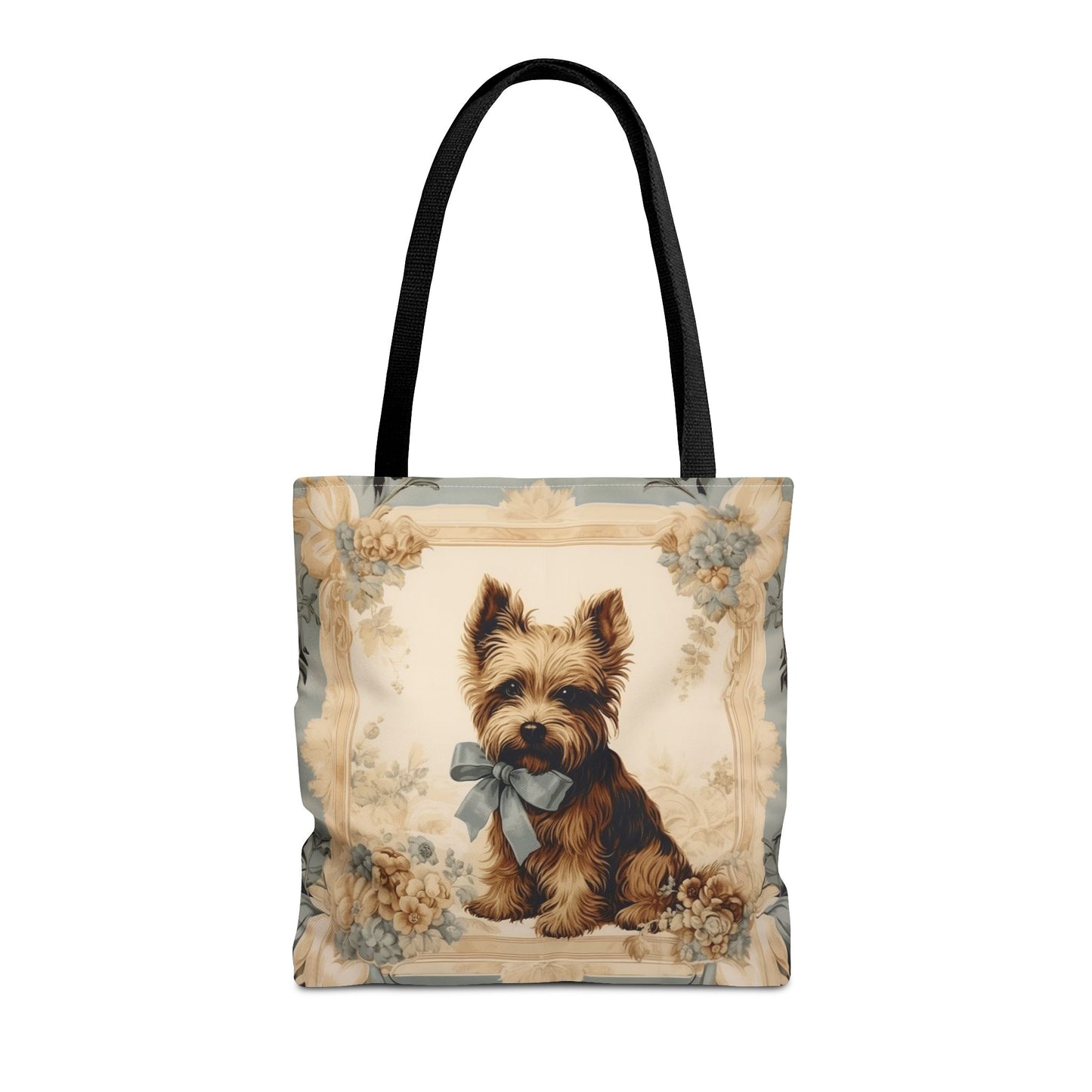 Yorkshire Terrier Elegance Tote Bag, Floral Eco-Friendly Canvas Gift