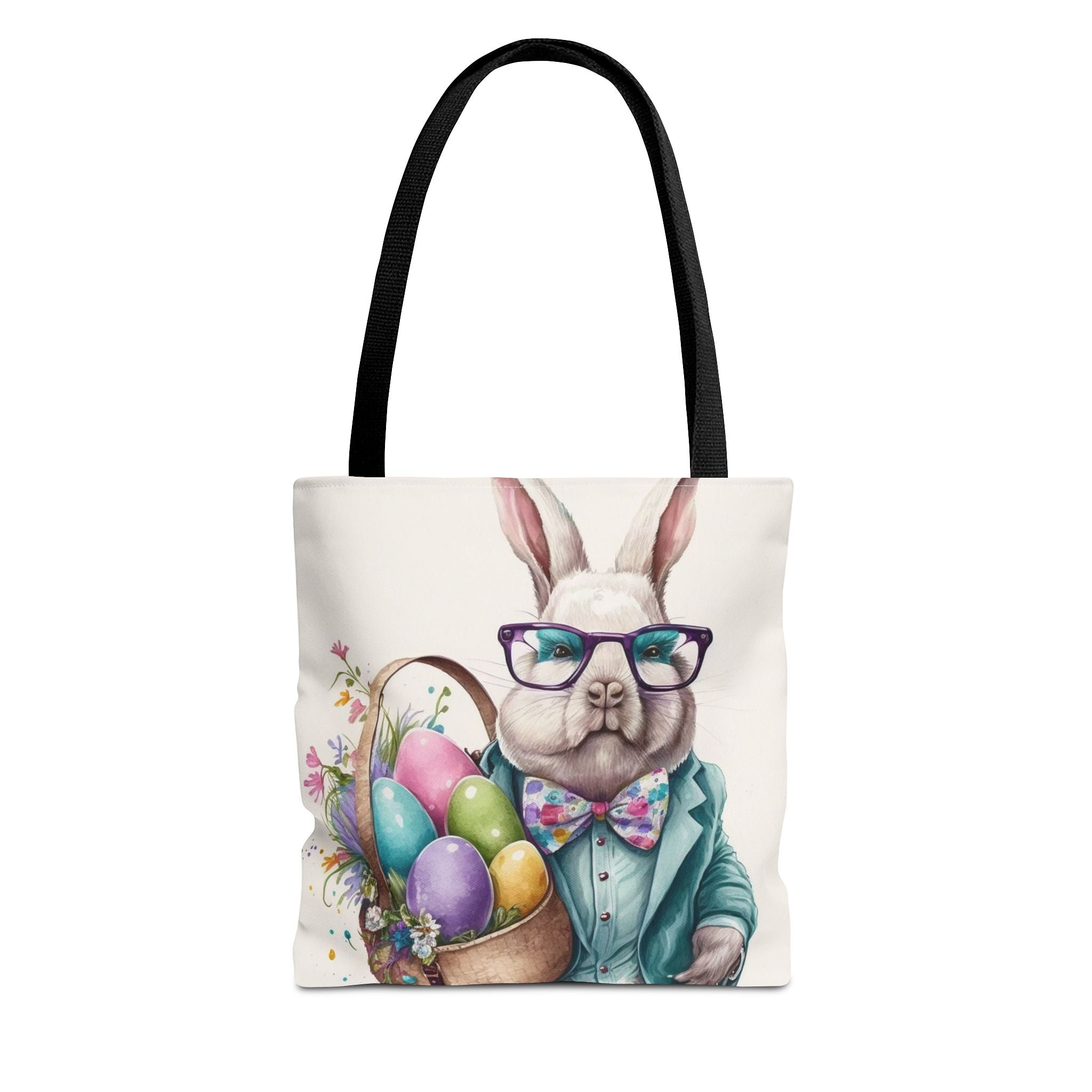 Sophisticated Easter Bunny Tote Bag with Colorful Egg Basket