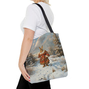 Winter Wonderland Rabbit Tote Bag, Festive Eco-Friendly Shopper