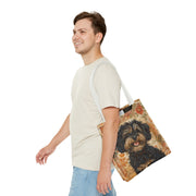 Yorkipoo Autumn Bloom Tote Bag, Eco-Friendly Canvas for Dog Lovers