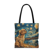 Golden Spaniel Starry Night Fan Tote, Artistic Pet Lover Gift