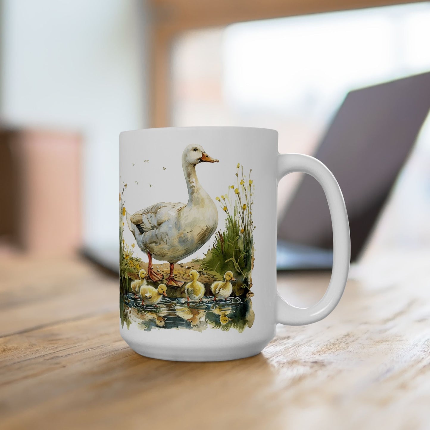 Mother Duck and Ducklings Nature-Themed Coffee Mug