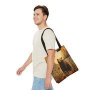 Sunset Wilderness Bear Tote Bag, Artistic Eco-Friendly Canvas Gift