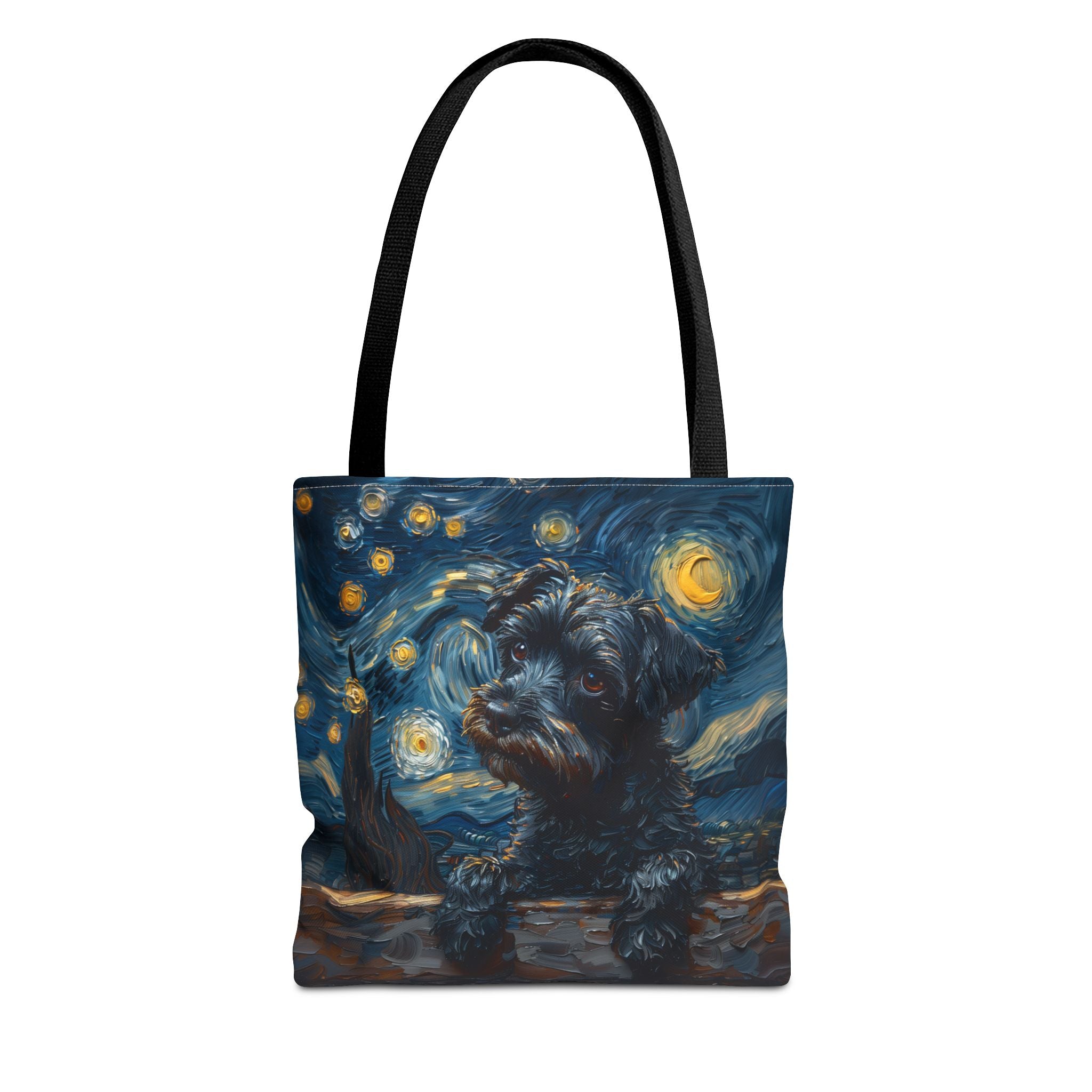 Starry Schnauzer Tote Bag with Van Gogh-Inspired Design