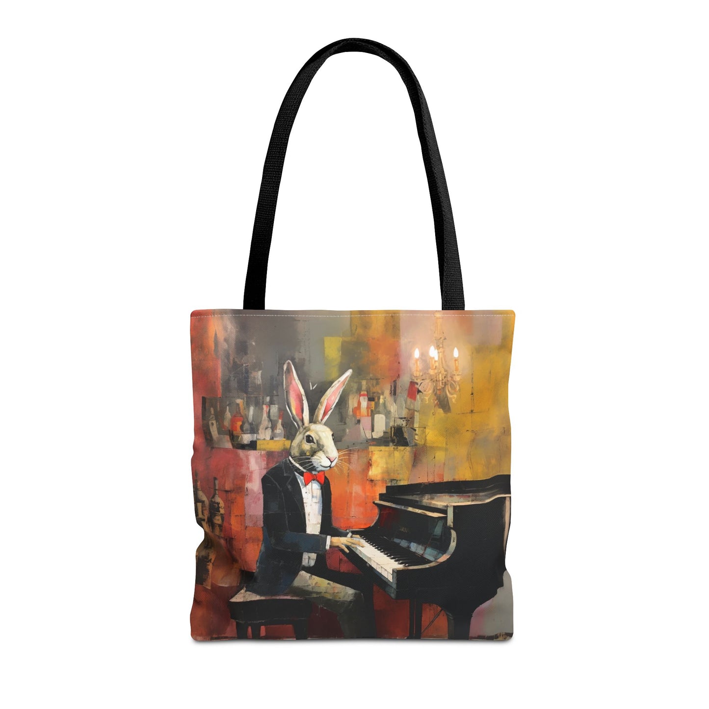 Easter Maestro Rabbit Tote Bag - Artistic Canvas Bag for Music Lovers