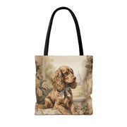 Elegant Cocker Spaniel Canvas Tote Bag, Floral Dog Lover's Gift