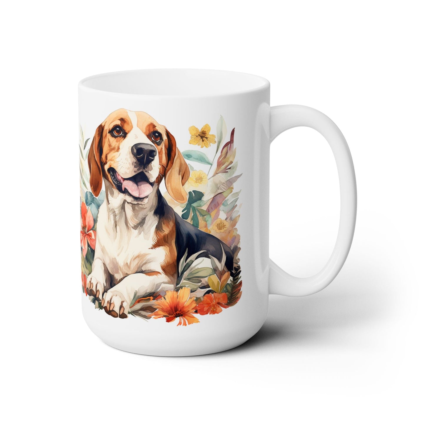 Beagle Bliss Floral Coffee Mug – Perfect for Dog Lovers!