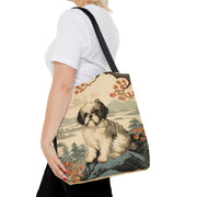 Shih Tzu Cherry Blossom Canvas Tote Bag for Dog Lovers