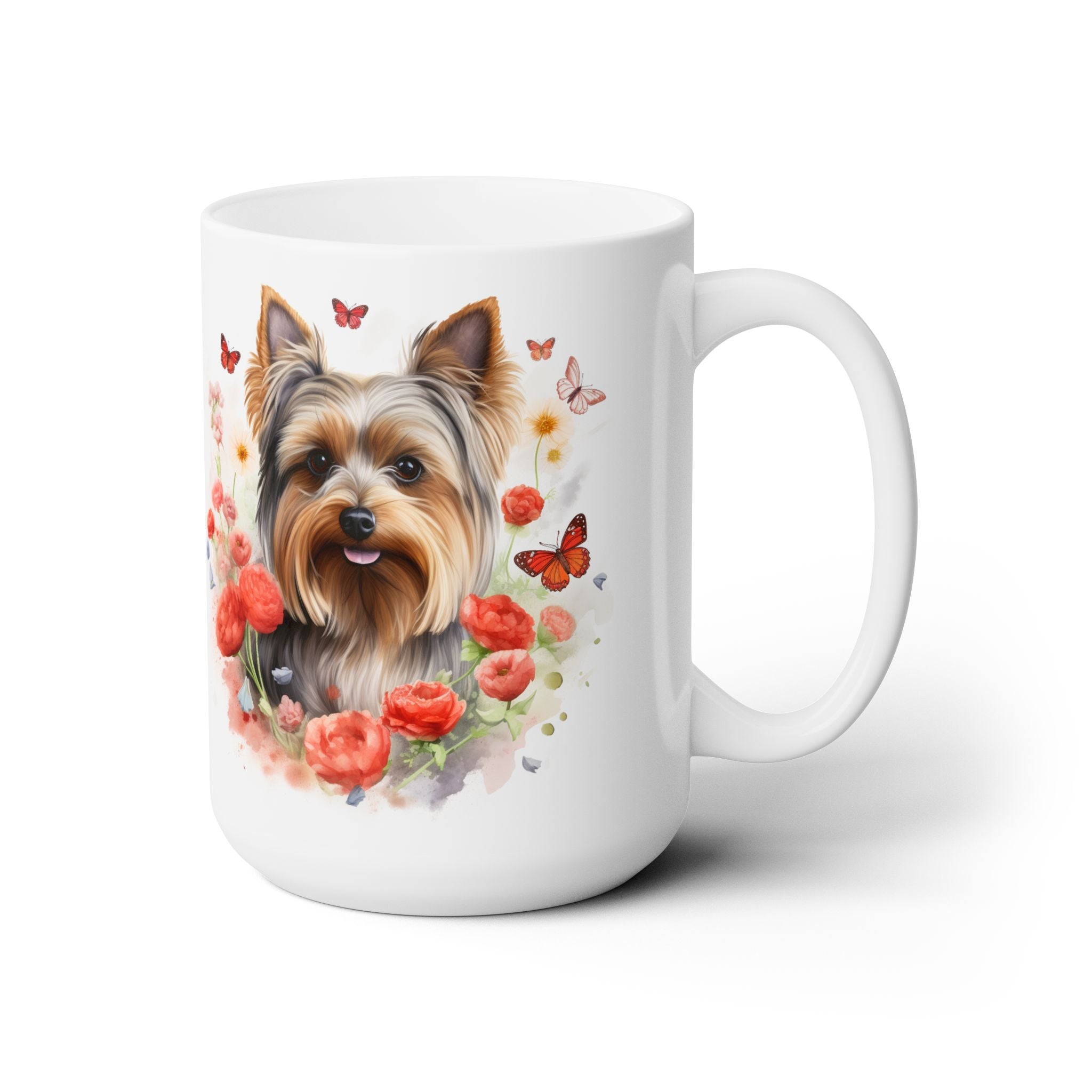 Yorkie Love Mug - Yorkshire Terrier Floral Coffee Cup Gift