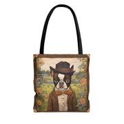 Dapper Boston Terrier Tote Bag, Rustic Countryside Eco-Friendly Gift