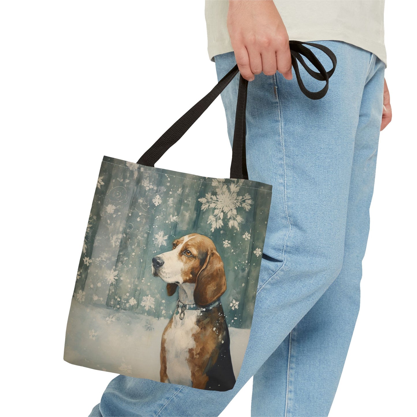 Beagle Snowy Wonderland Tote Bag, Holiday Gift for Dog Lovers