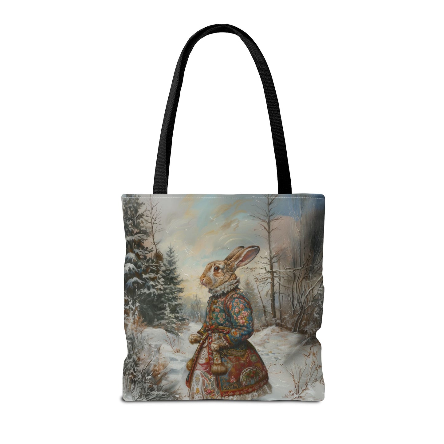 Winter Wonderland Bunny Tote Bag - Artistic Eco-Friendly Canvas Bag