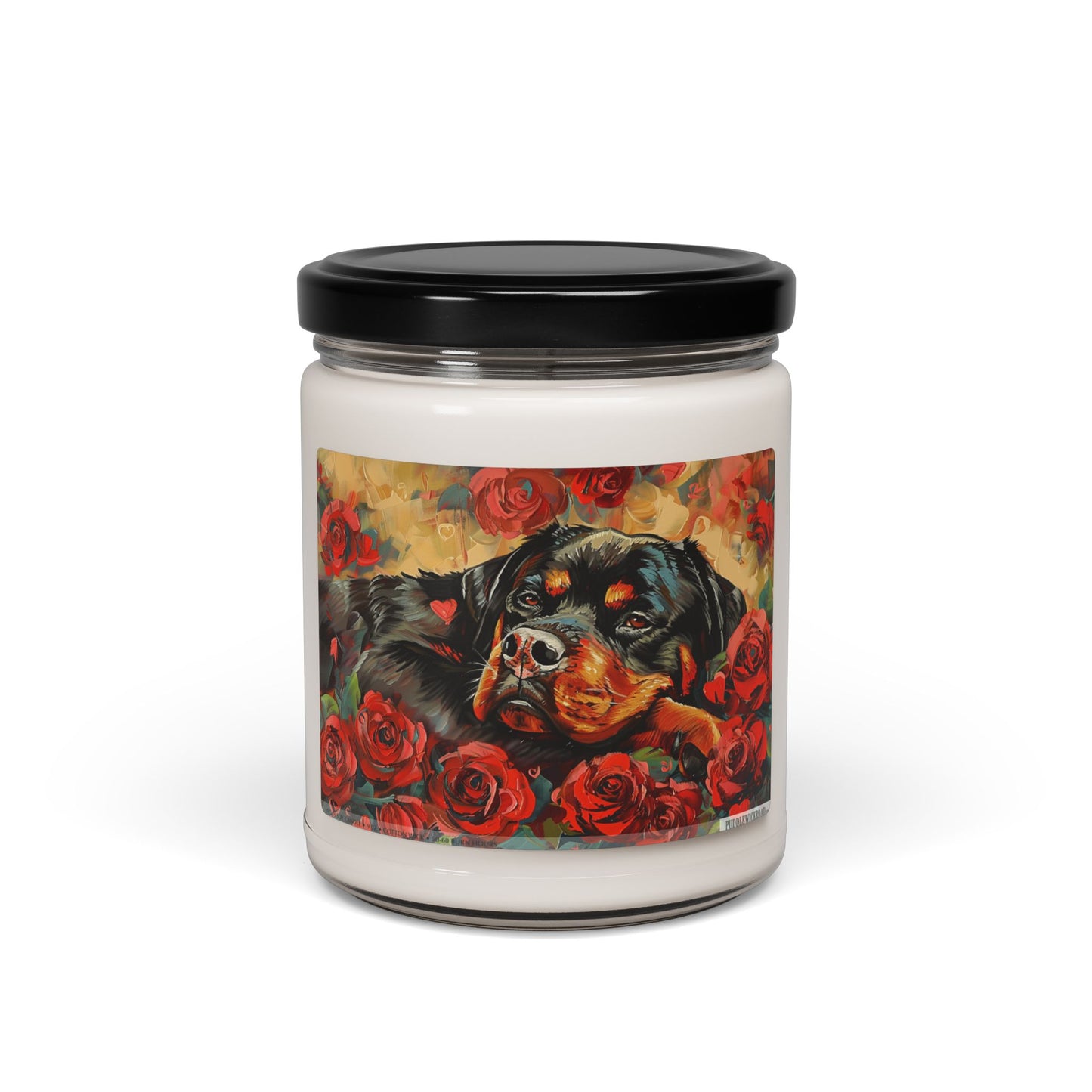 Rottweiler Rose Tribute Candle – Pet Memorial & Dog Lover Gift