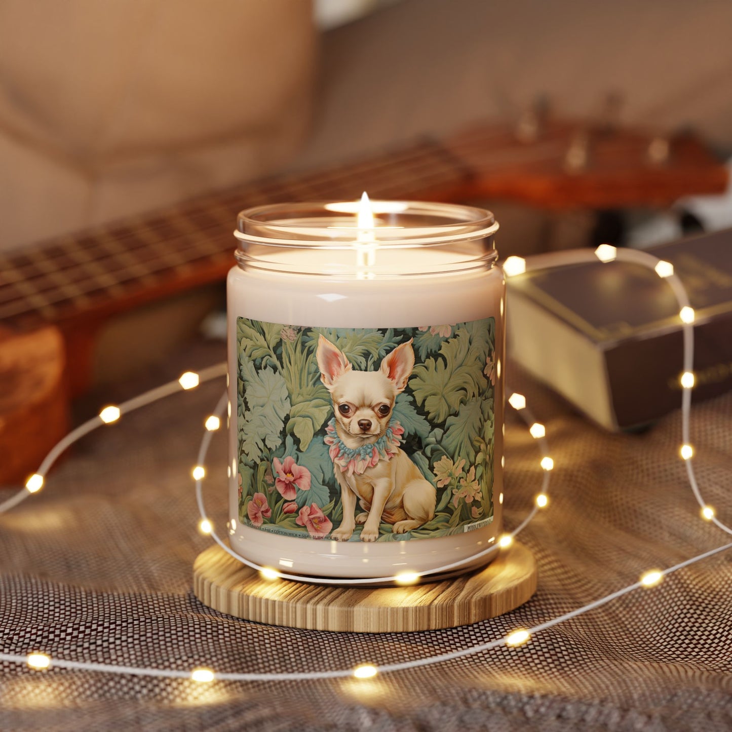 Charming Chihuahua Candle – Floral Design Pet Lover Gift