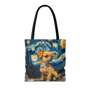 Starry Chihuahua Canvas Tote Bag - Van Gogh Inspired Design for Dog Lovers