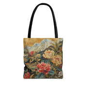 Floral Mountain Majesty Tote Bag, Eco-Friendly Scenic Canvas Gift