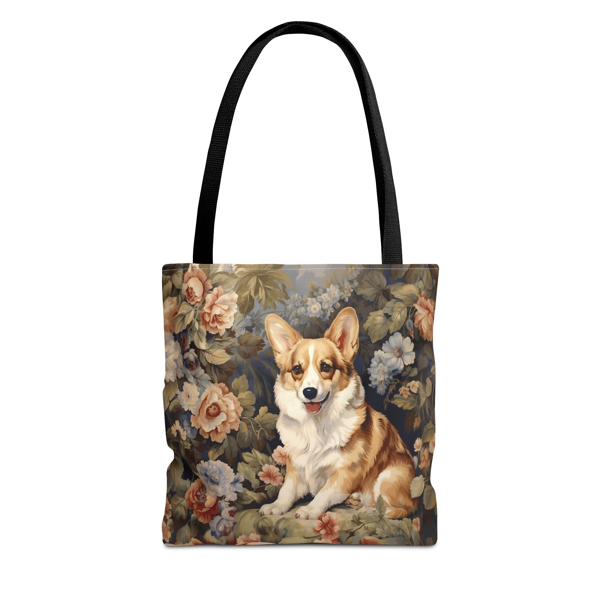 Corgi Bliss Floral Canvas Tote Bag, Eco-Friendly & Stylish Accessory