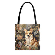 Corgi Bliss Floral Canvas Tote Bag, Eco-Friendly & Stylish Accessory