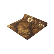 Golden Blossom Table Runner | Brown, Gold, and Cream Design (72" or 90")