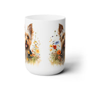 Yorkie Delight Mug – Yorkshire Terrier in Floral Meadow Design